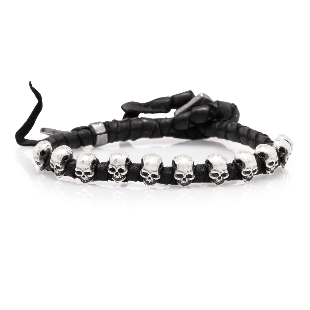 Skulls Leather and Silver Bracelet - Eclectiker